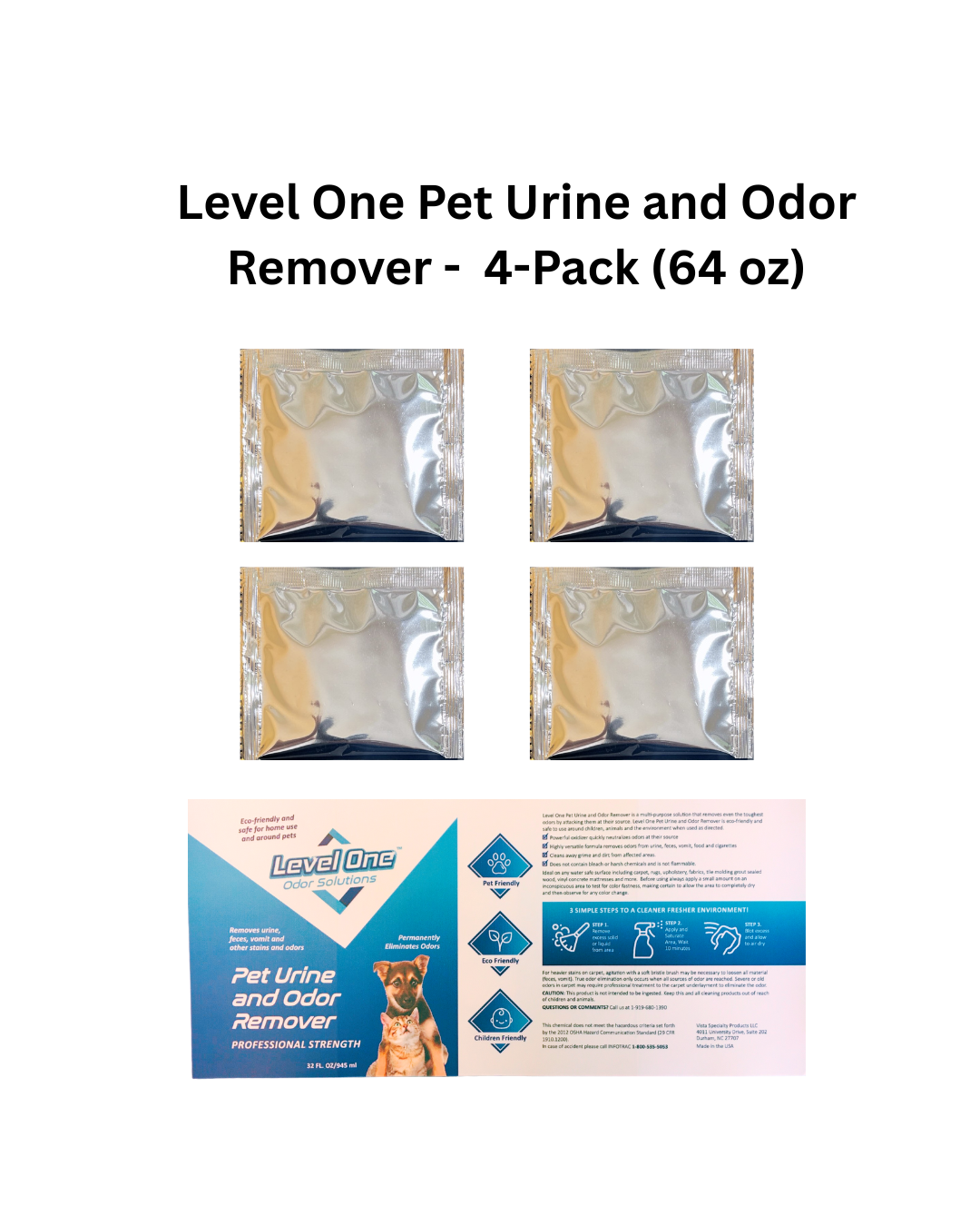 Level One Pet Urine and Odor Remover - 4-Pack (128 oz)